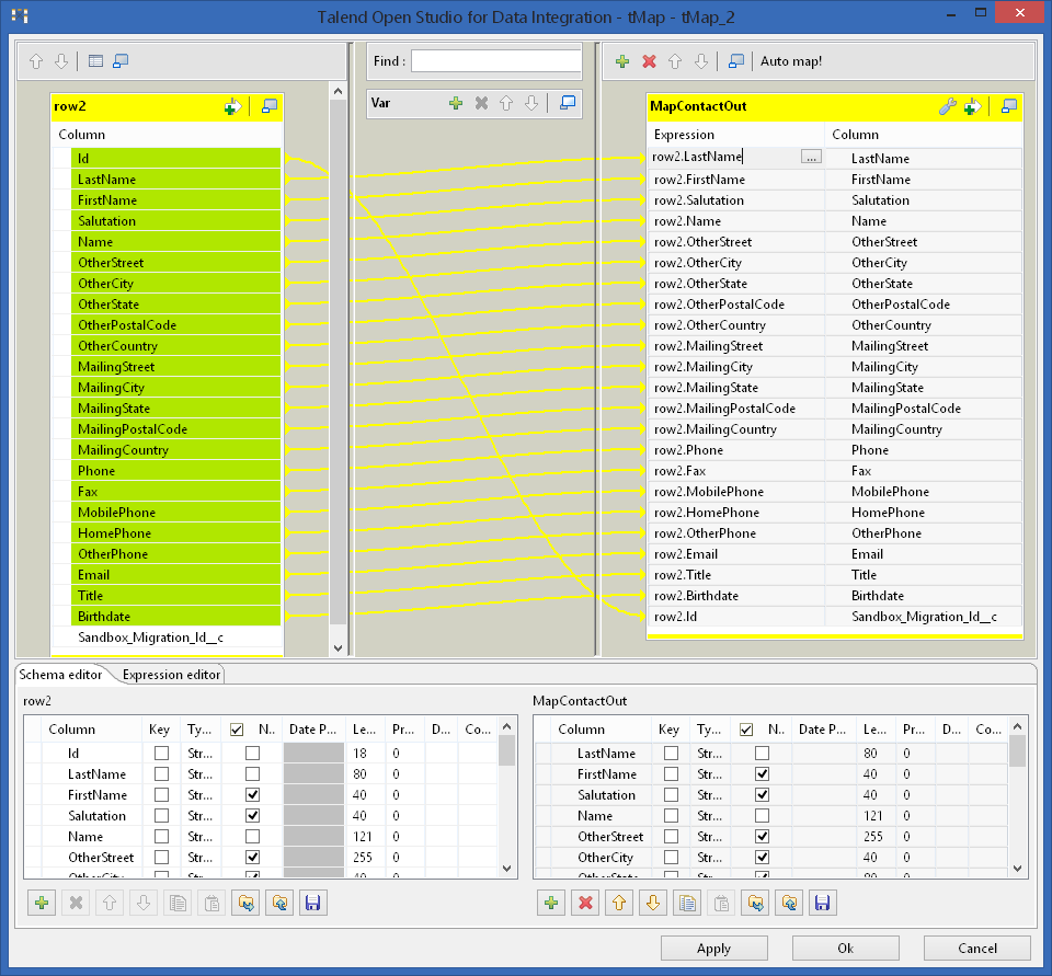 talend contact map