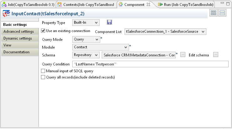 talend input contact