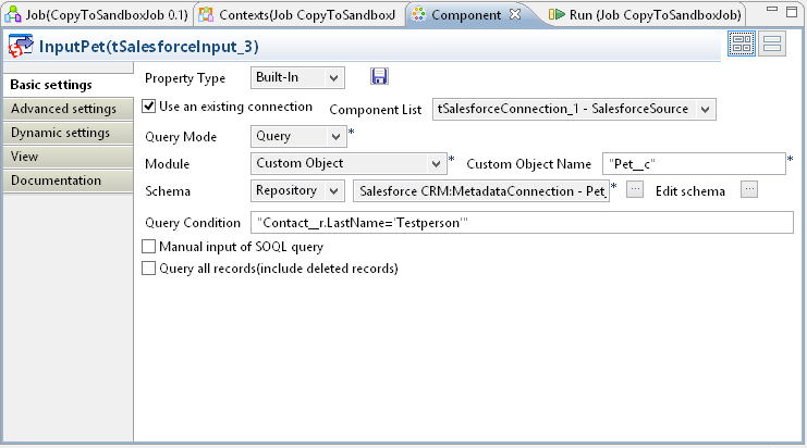 talend input pet