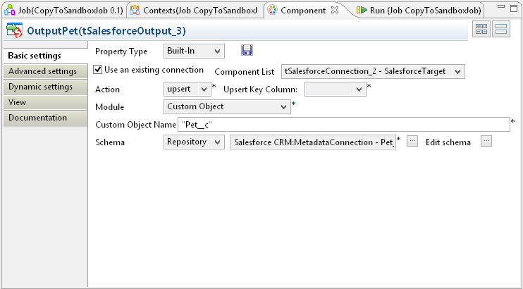 talend output pet