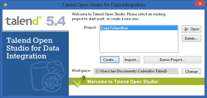talend project chooser