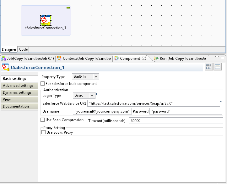 talend salesforce connection
